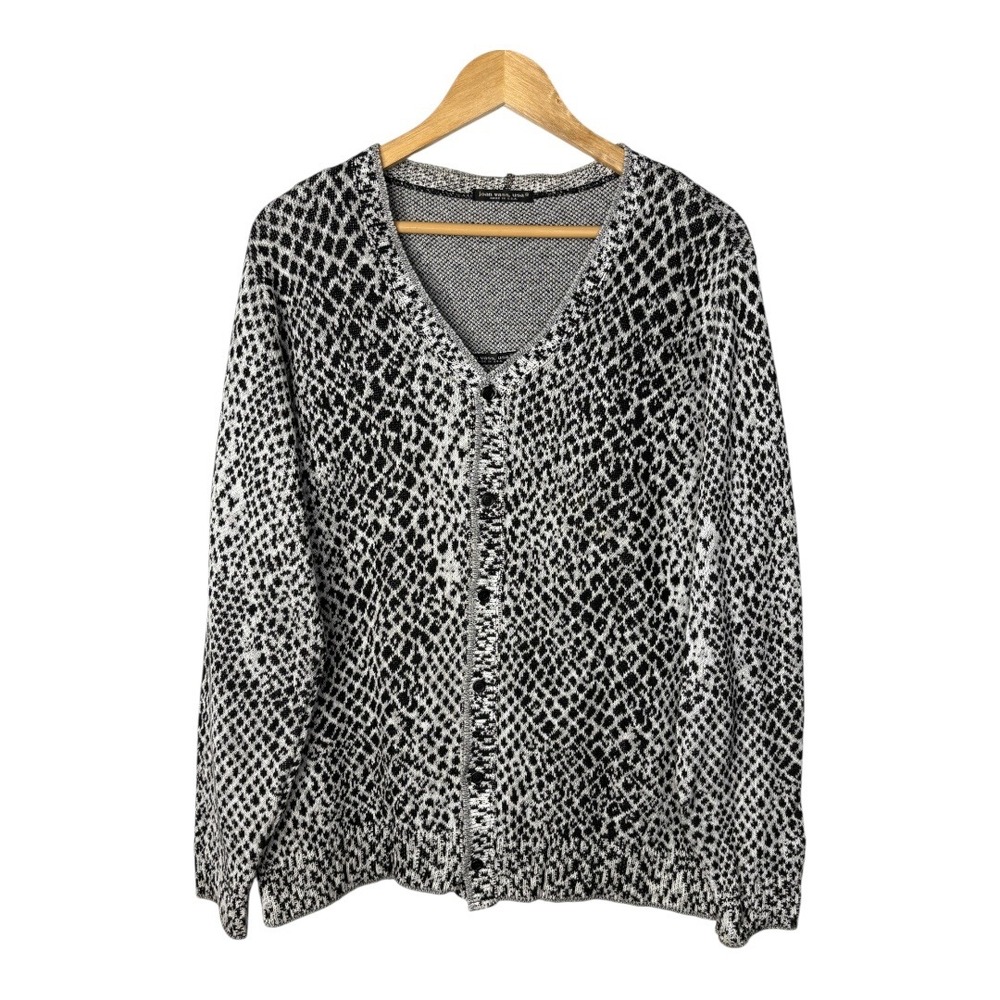 Joan Vass Snakeskin Print Cardigan Tank Top‎ Set Cotton Women Size Large Petite
